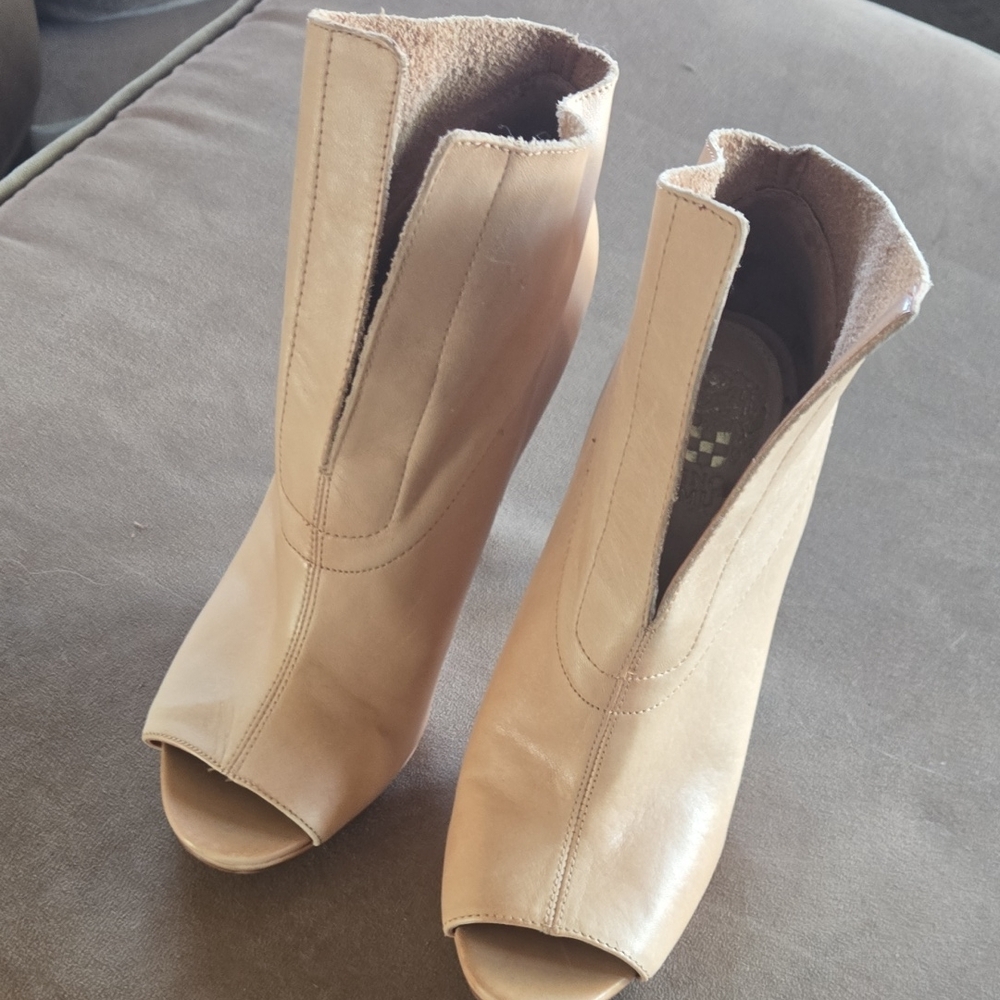 Vince Camuto Cream Peep-Toe Heeled Boots - Picture 2 of 5
